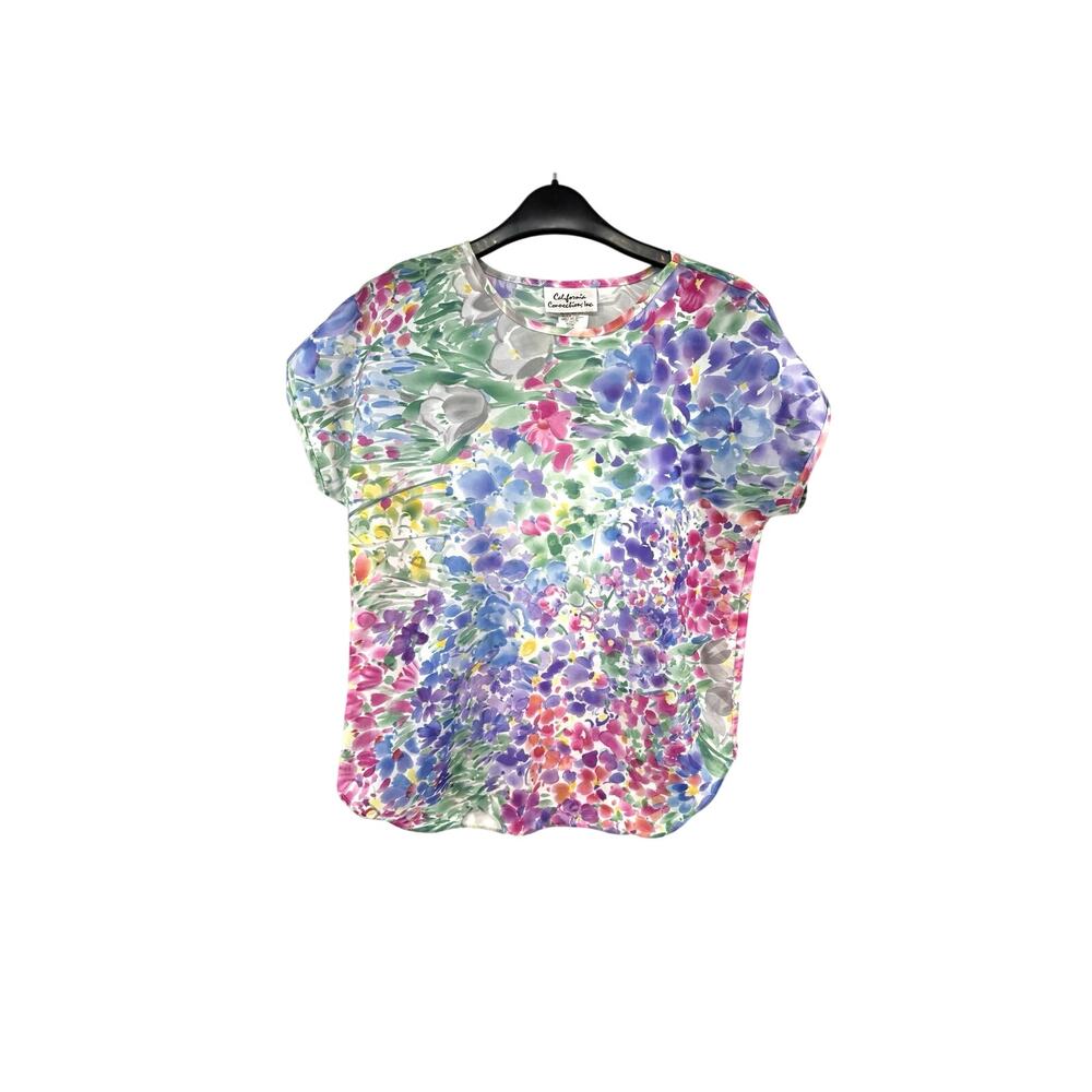 California Connection Inc Watercolor Vintage Top 90s Polyester Size Medium 12/14
